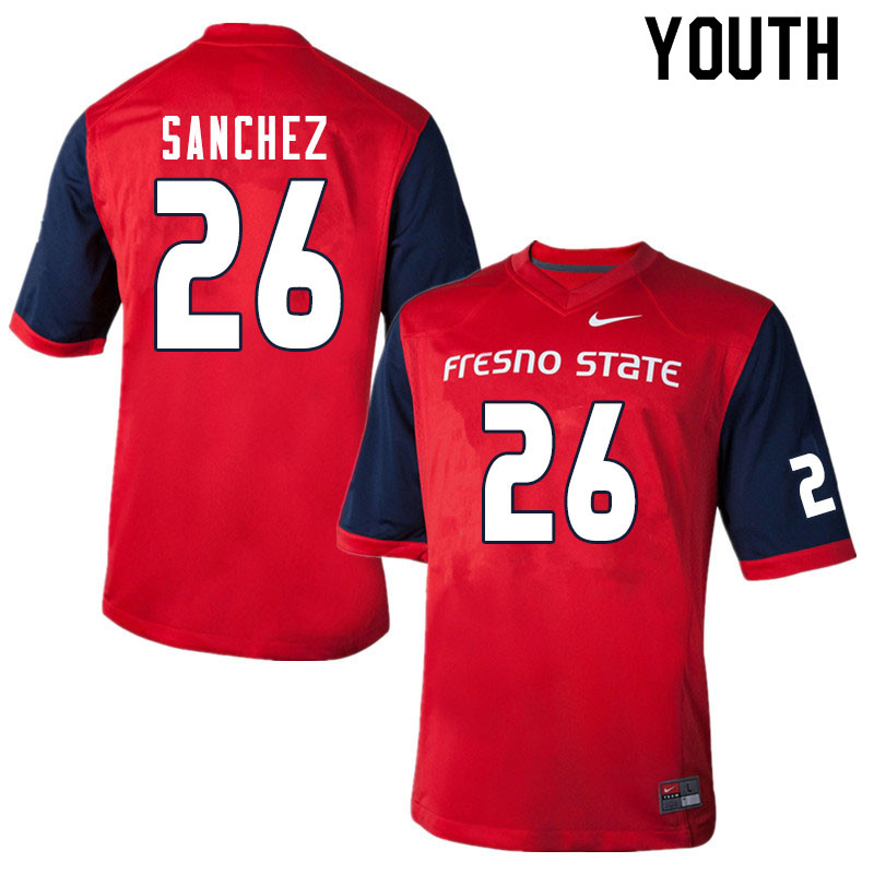 Youth #26 Mathew Sanchez Fresno State Bulldogs College Football Jerseys Sale-Red - Click Image to Close
